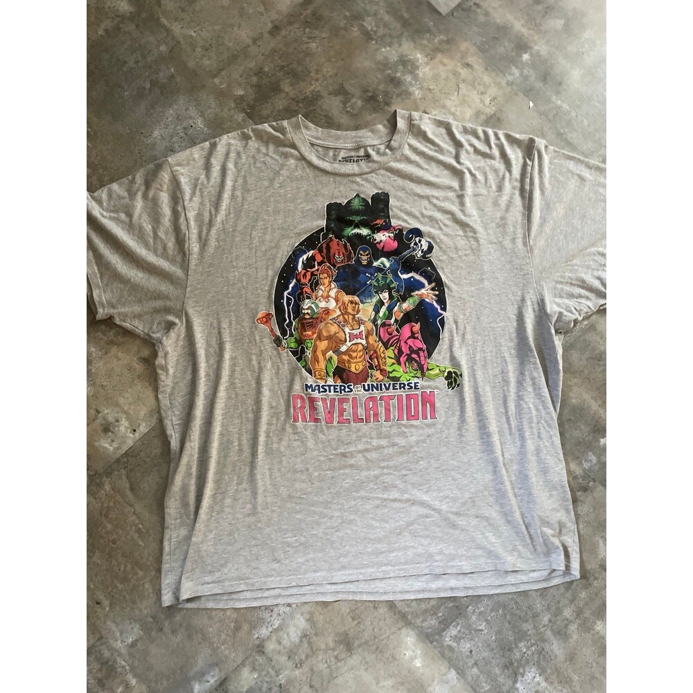 masters of the universe revelation 4xl gray graphic cartoon tee